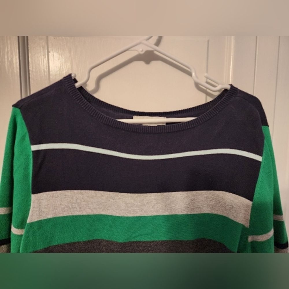 Liz Claiborne Color Block Striped Long Sleeve Light Sweater. Multi Seasons. XL - Picture 6 of 10